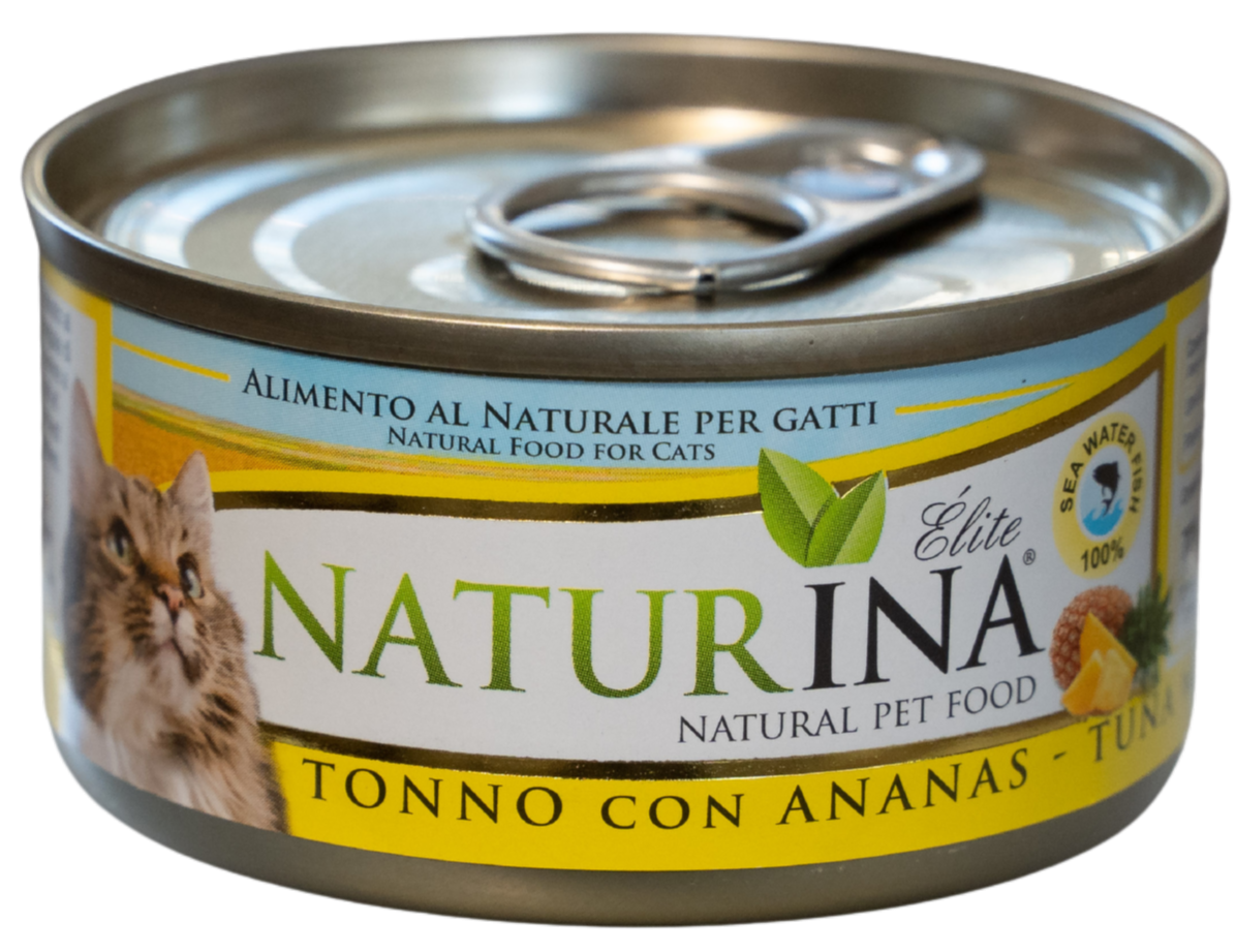 NATURINA ELITE TUNA SU ANANASU 70G - KONSERVUOTAS KATĖMS TUNAS SU ANANASU