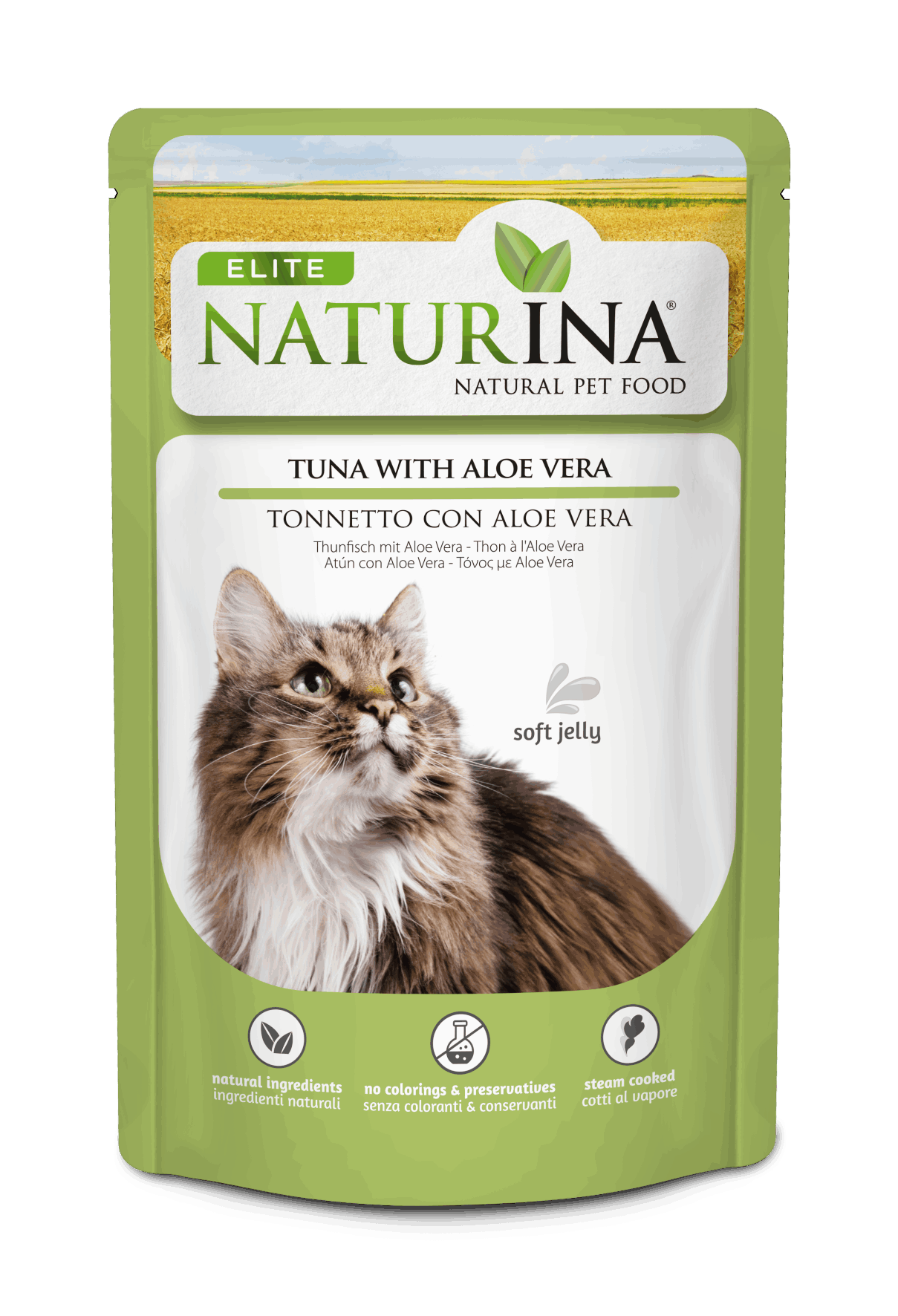 NATURINA ELITE DRĖGNA TUNA SU ALOE VERA ŽELĖJE 70G - KONSERVUOTI KATĖMS (TUNCIS SU ALOE VERA)