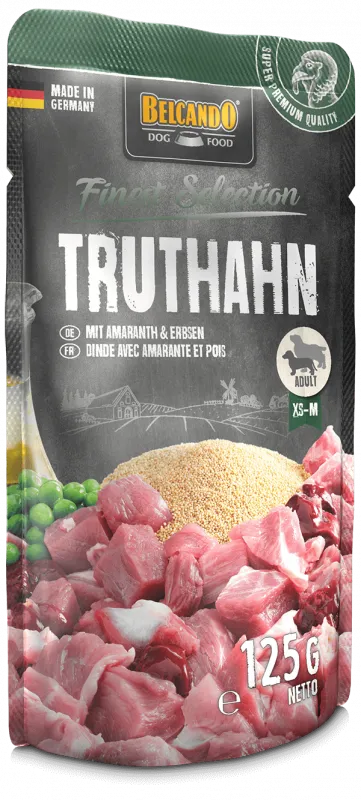 BELCANDO INDIŠKA KALAKUTIENA SU AMARANTU & ŽIRNIAIS 125G - ŠUNŲ KONSERVAI SU KALAKUTIENOS MĖSA, AMARANTU IR ŽIRNIAIS