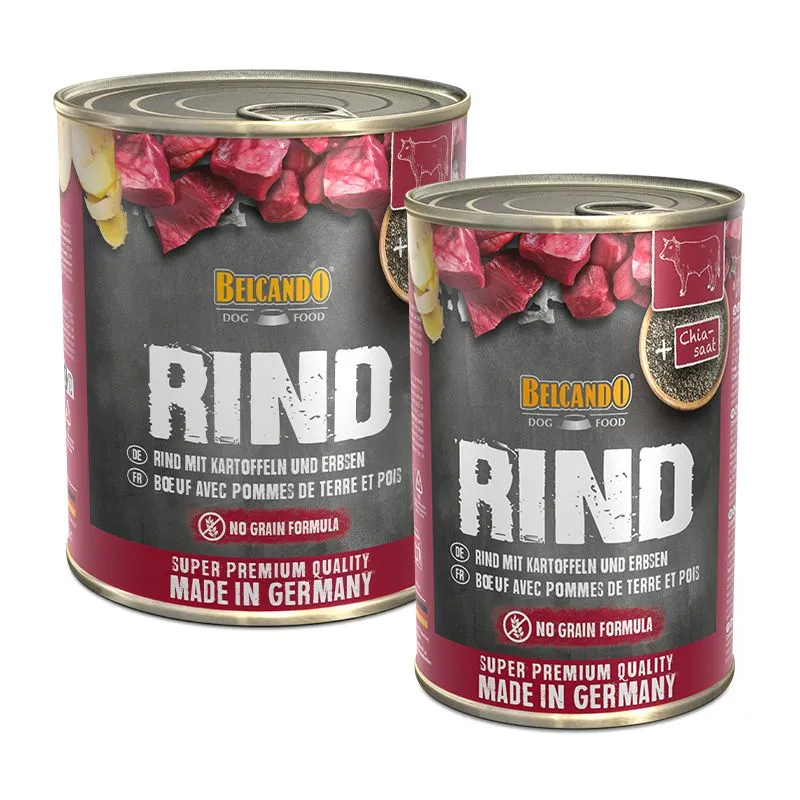 BELCANDO JAUTIENA SU BULVĖMIS&ŽIRNIAIS 800GR - ŠUNŲ KONSERVAI SU JAUTIENOS MĖSA, BULVĖMIS IR ŽIRNIAIS