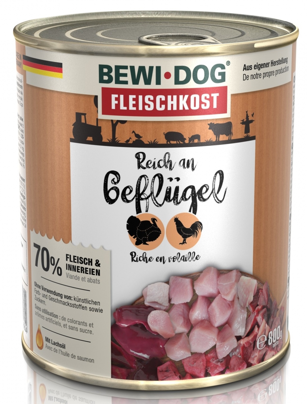 BEWI DOG RICH IN POULTRY 800G - KONSERVAI ŠUNIMS SU PAUKŠTININKYSTĖS MĖSA