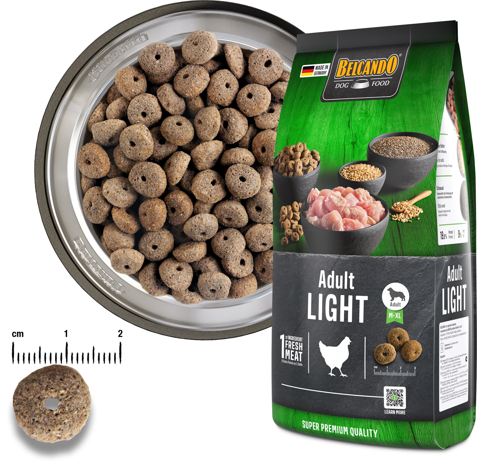 BELCANDO ADULT LIGHT 12,5 KG - SAUSAS MAISTAS SUNIMS SU MAŽA AKTIVUMU IR PAPILDOMU SVORIU
