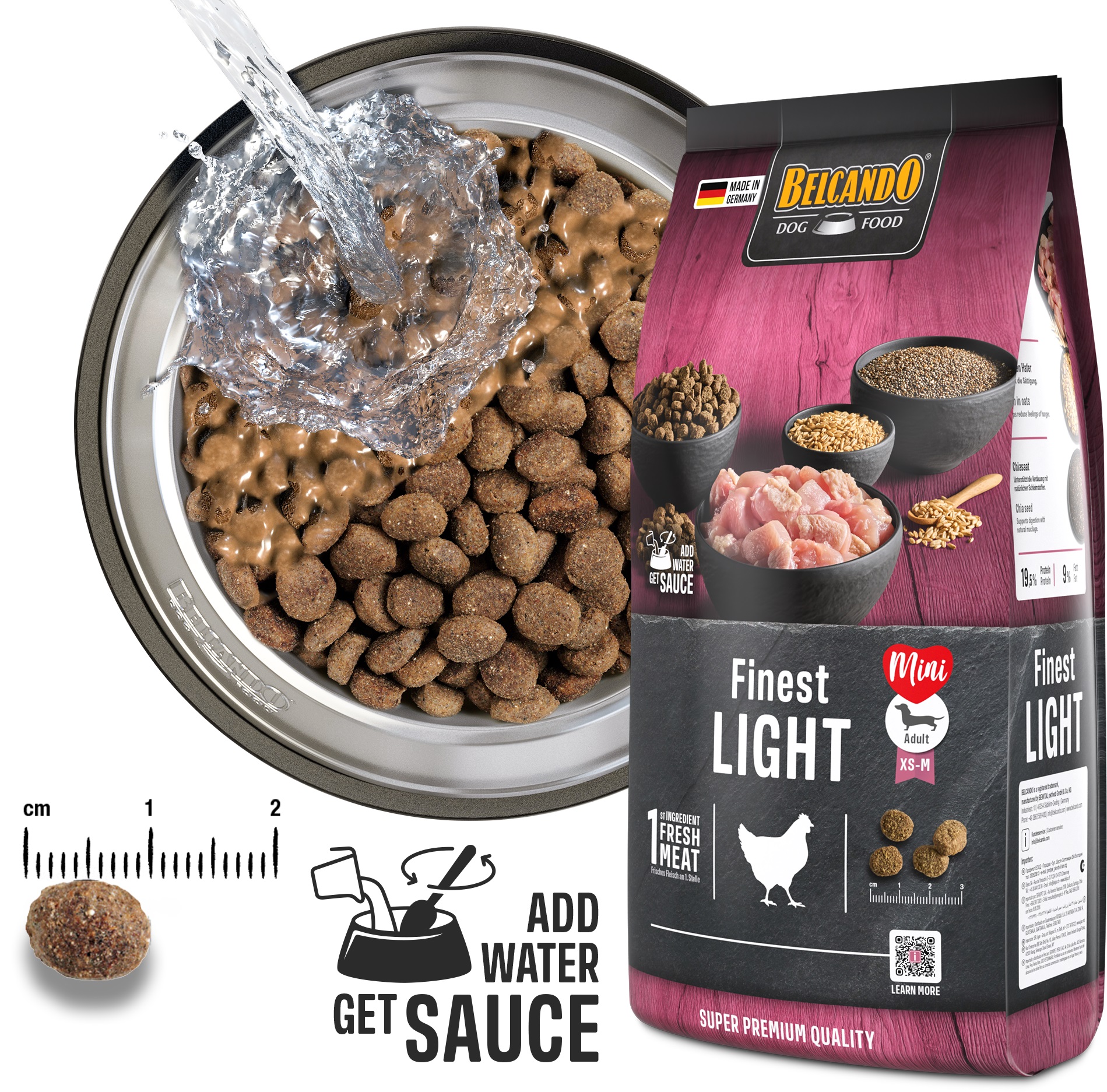 BELCANDO FINEST LIGHT 4KG - MAŽŲ IR VIDUTINIŲ VEISLIŲ ŠUNIMS SU ŽEMU AKTYVUMO LYGIU IR SENJORAMS
