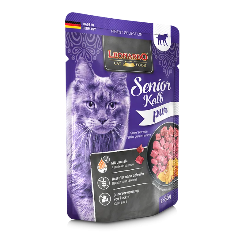 LEONARDO CAT SENIOR VEAL PURE 85G - MITINĖ PASKIRTIES SENJORAMS KATĖMS SU VERŠIENOS MĖSA