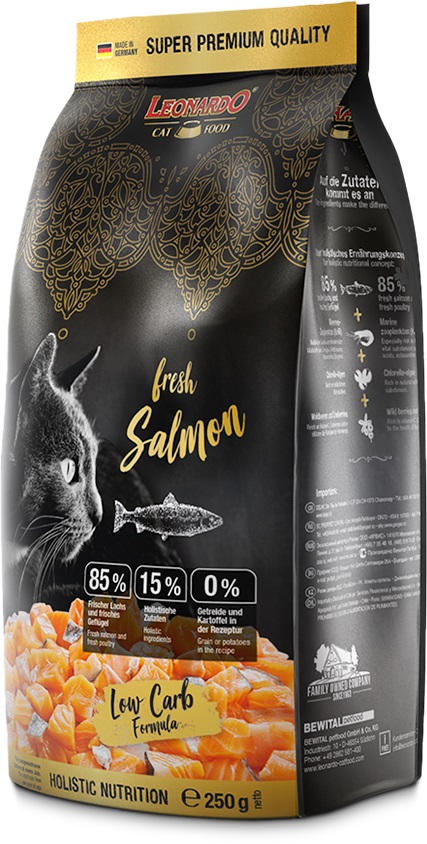 LEONARDO ADULT FRESH SALMON 250G - BEZGRAUDU SAUSOJI MAISTYBA KATĖMS SU LAŠIŠA