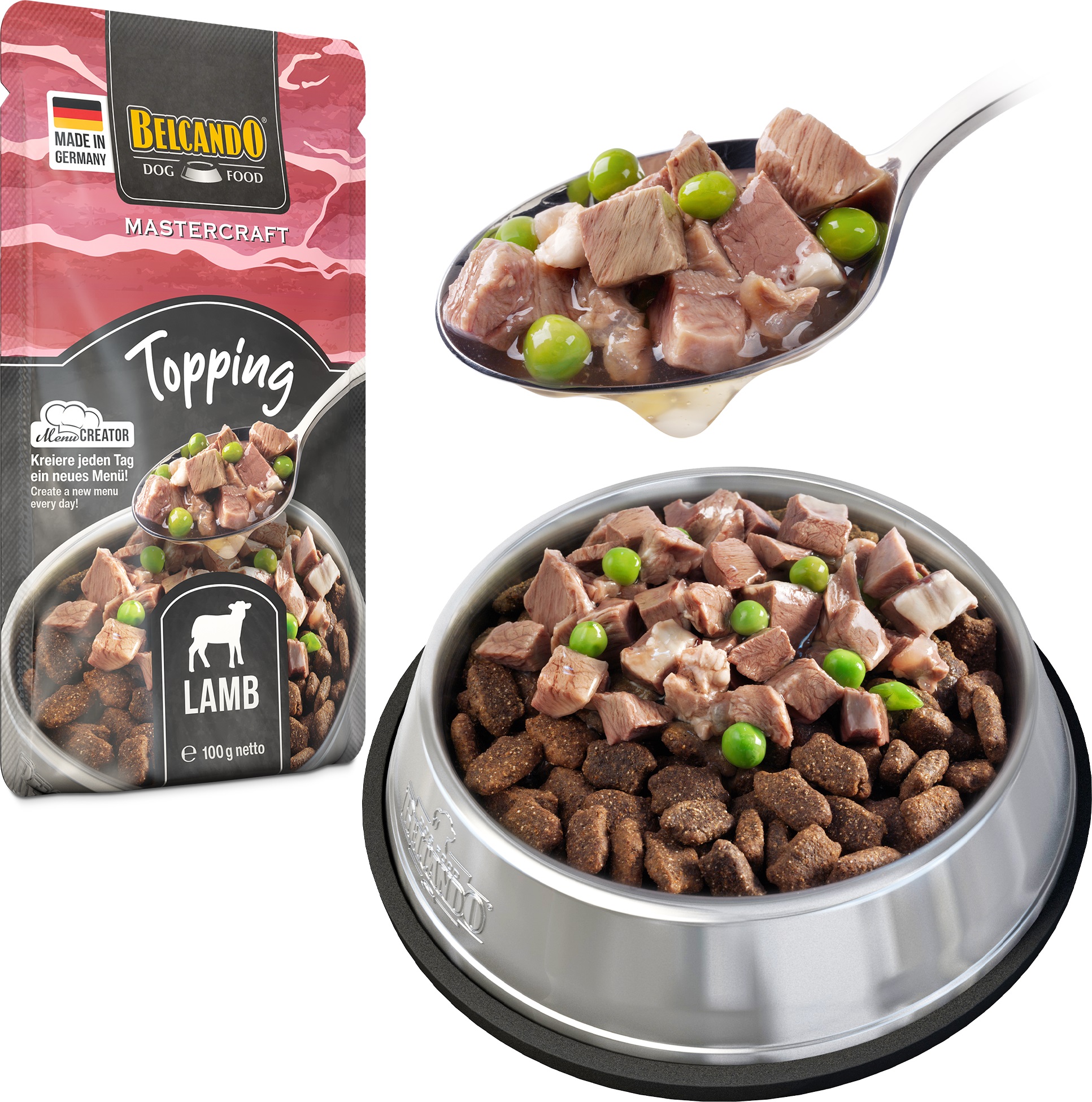 BELCANDO MASTERCRAFT TOPPING AVINĖLIS SU ŽIRNELIAIS 100G - KONSERVAI ŠUNIMS