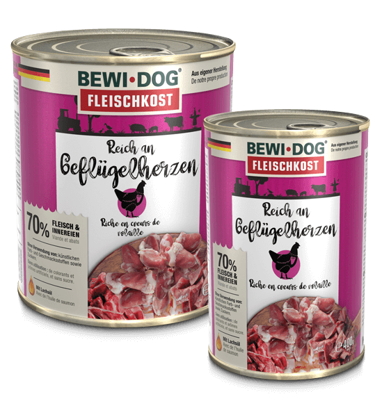 BEWI DOG RICH IN POULTRY HEARTS 400G - KONSERVI ŠUNIMS SU PAUKŠTIŲ ŠIRDIMIS