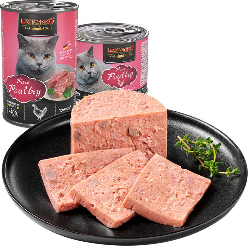 LEONARDO CAT CHICKEN PURE 400G - KONSERVUOJAMAS KATĖMS SU VIŠTIENOS MĖSA