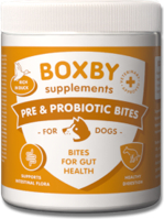 BOXBY PRE & PROBIOTIC BITES 240g - papildomas maistas šunims, skatina virškinimą ir žarnyno sveikatą