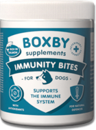 BOXBY IMMUNITY BITES 240g - papildomas maistas šunims nuo 4 mėn., skatina šuns imuninę sistemą ir mažina niežtinčios odos diskomfortą.