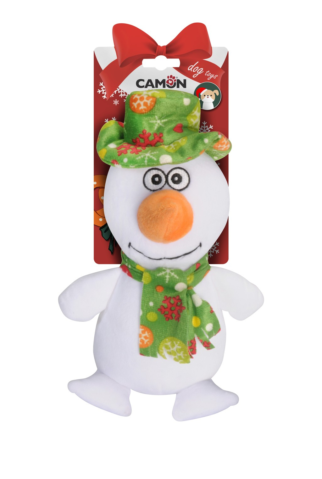 Kalėdinių pliušinių žaislų šunims "Sniegmuo" 28 cm