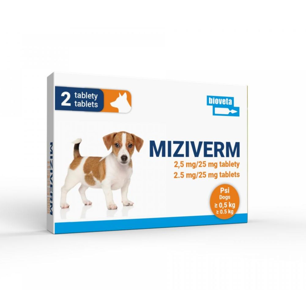 Bioveta Miziverm 2.5 mg/25 mg mažiems augimams šunims ir kalytėms tbl. N2*