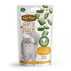 Catfest Cat Fest Dental Kraukšķīgie Spilventiņi su vištiena mėsa, 30g