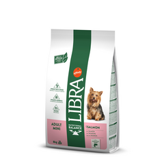 LIBRA DOG MINI ADULT SALMON 8kg - visavertė ir subalansuota sausa pašara suaugusiems mažų veislių šunims. Su lašiša.