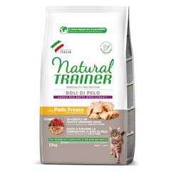 NATURAL TRAINER CAT HAIRBALL CHICKEN 1.5 KG - pilna ir subalansuota mityba suaugusiems katėms nuo 1 metų amžiaus