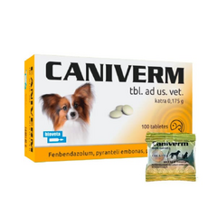 Bioveta Caniverm 0.175g vaistai nuo kirminų katėms ir šunims 1gb