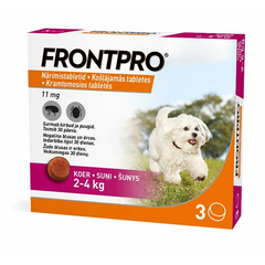 FRONTPRO 11MG KOŠĻ TABL ŠUNIMS (2-4KG) S N1 (1 tabletė) - Nuog priešblusų ir priešerkių kramtomosios tabletės