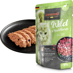 LEONARDO konservai katėms su elniena ir mėlynėmis 85 g