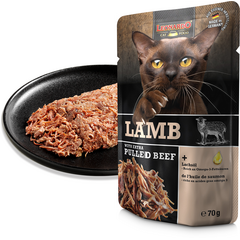 LEONARDO konservai katėms su ėriena ir plėšyta jautiena 70 g