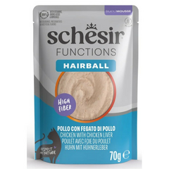 Schesir Cat Functions Mousse Hairball 70g - visavertis pašaras - putlienis prieš kailio kamuolius