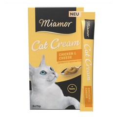 MIAMOR Cat Cream Chicken&Cheese 6x16g - Gardumas kačiukams su vištiena ir sūriu