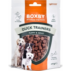 BOXBY DUCK TRAINERS 100g - papildomas maistas šuniukams ir suaugusiems šunims, gabalėliai su antienos mėsa.