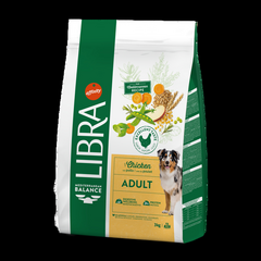 LIBRA DOG ADULT CHICKEN 3 KG - SUAUGUSIEMS VIDUTINIŲ IR DIDELIŲ VEISLIŲ ŠUNIMS, SU VIŠTIENOS MĖSA