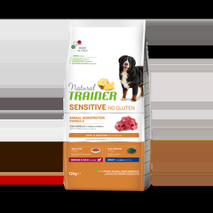 NATURAL TRAINER DOG SENSITIVE NO GLUTEN ADULT MEDIUM/MAXI LAMB 10+2 KG - visapvali bezoatjeiniai maistas suaugusiems vidutinių / didelių veislių šunims