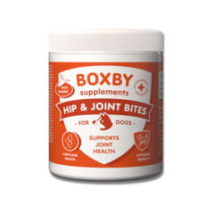 BOXBY HIP & JOINT BITES 240g - papildoma mityba šunims sąnarių sveikatai.