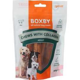 Boxby Kramtoma su kolagenu 100g - papildomas maistas produktas suaugusiems šunims, Boxby užkandžiai su kolagenu