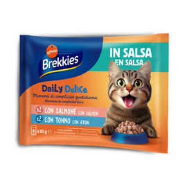 Brekkies Daily Delice Wet Cat Adult Salmon & Tuna 4x85 gr - konservai suaugusiems katėms, su lašiša ar tunu.