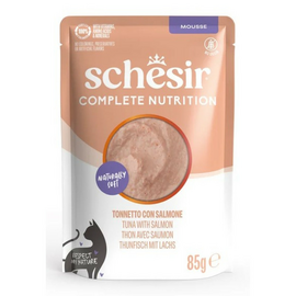 Schesir Cat Tuna su Salmon In Mousse 85g - pilnavertiškas maistas - tuno ir lašišos putojimas