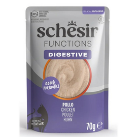 Schesir Cat Functions Mousse Digestive Chicken 70g - pilnavertiškas maistas - putliukas katėms su jautria virškinimu