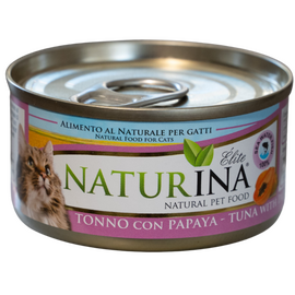 NATURINA ELITE TUNA SU PAPAJA 70G - KONSERVUOTAS KATĖMS TUNAS SU PAPAJA