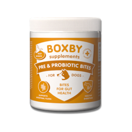 BOXBY PRE & PROBIOTIC BITES 240g - дополнительный корм для собак, способствующий пищеварению и здоровью кишечника.