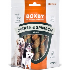 BOXBY CHICKEN & SPINACH Sticks 100g — дополнительный корм с курицей и шпинатом.