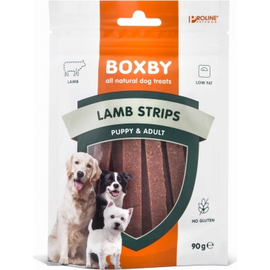 BOXBY LAMB STRIPS FOR DOGS 90G - дополнительный корм для щенков и взрослых собак, с ягненком.