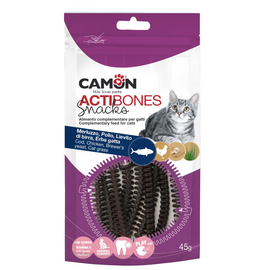 CAMON Actibones 45g - papildomas maistas suaugusiems katinams, skanumas su menčių, lašišos ir katinų mišinys
