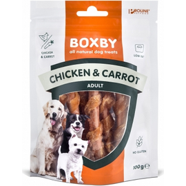BOXBY CHICKEN & CARROT Sticks 100g — дополнительный корм для взрослых собак, палочки с курицей и морковью.