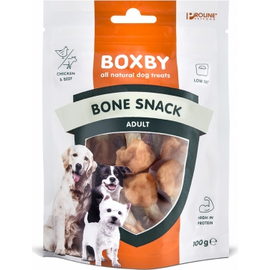 BOXBY BONE SNACK 100g - papildomas maistas pieaugusiems šunims, kauliukai su vištienos mėsos hantelėmis kiekvienoje pusėje.