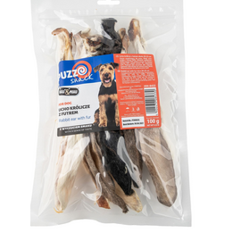 HAU & MIAU šunų pramoginė priemonė, triušio ausis su kailiu, maždaug 20-25 cm, 100 g
