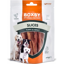 BOXBY SLICES FOR DOGS 100G - дополнительный корм для взрослых собак, с мясом курицы.