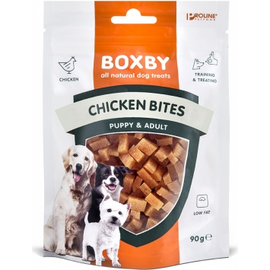 BOXBY CHICKEN BITES 90g - дополнительный корм для собак от 9 месяцев, кусочки курицы.
