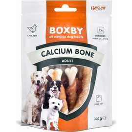 BOXBY CALCIUM BONE 100G - дополнительный корм для взрослых собак (от 9 месяцев), косточки с курицей и кальцием.