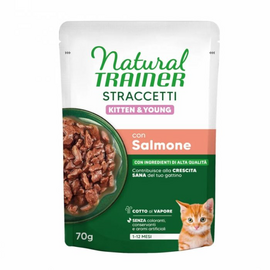 TRAINER NATURAL WET CAT STRACCETTI KITTEN SALMON 70 G - konservai katinėliams nuo 1 iki 12 mėnesių