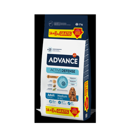 ADVANCE DOG MEDIUM ADULT 14+3 KG - VIDUTINIŲ VEISLIŲ SUAUGUSIEMS ŠUNIMS (VIŠTIENA IR RYŽIAI)