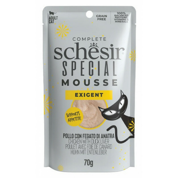 Schesir Cat Special Mousse Exigent 70g - полноценное питание, мусс для привередливых кошек