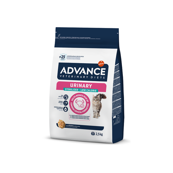 ADVANCE VETERINARY DIETS CAT URINARY LOW CALORIES 2.5KG - KATĖMS ŠLAPIMO TAKŲ SVEIKATAI IR SVORIO KONTROLEI