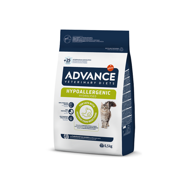 ADVANCE VETERINARY DIETS CAT FELINE HYPOALLERGENIC 6.5KG - KATĖMS, TURINČIOMS MAISTO NETOLERAVIMĄ IR ALERGIJŲ