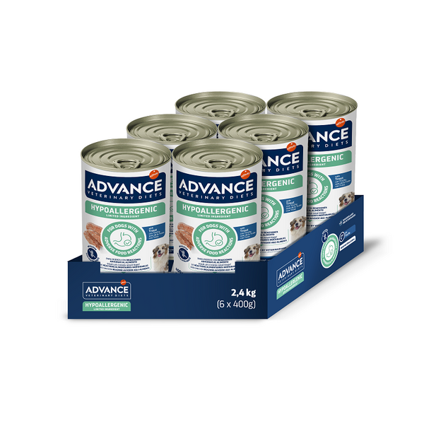 ADVANCE VETERINARY DIET DOG HYPOALLERGENIC TROUT 400G - KONSERVAI ŠUNIMS, TURINTIEMS MAISTO NETOLERAVIMĄ IR ALERGIJŲ, 2 image